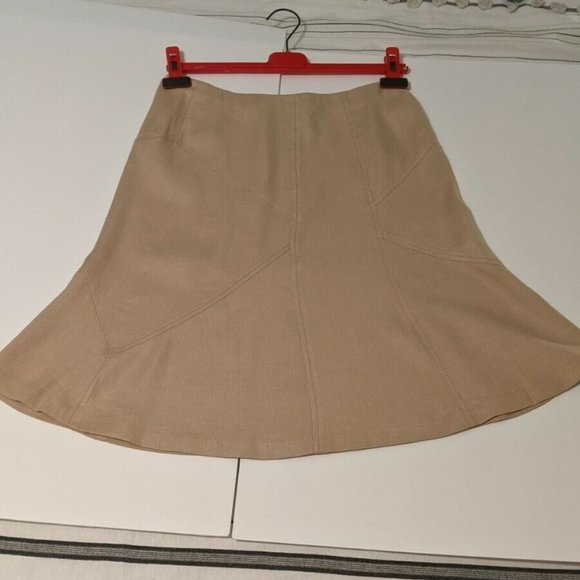Valentino Light Beige Tan Linen Flowy Skirt Sz 4 / Small - Picture 2 of 8